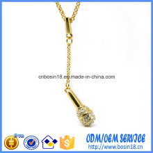 Cheap Gold Plated Metal Alloy Necklace with Microphone Pendant